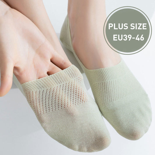 Plusock Plus Size Mesh Elasticity No Show Socks(5 Pairs)