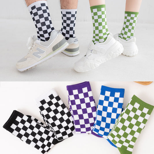 Plusock Plus Size Checkerboard Quarter Socks(6 Pairs)