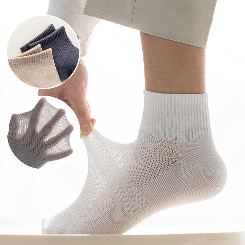 Plus Size Seamless Mesh Quarter Socks(5 Pairs)
