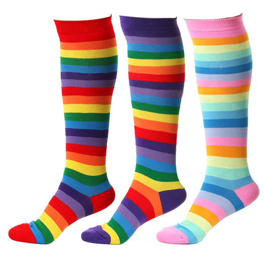 Plusock Rainbow Striped Knee High Socks(3 Pairs)