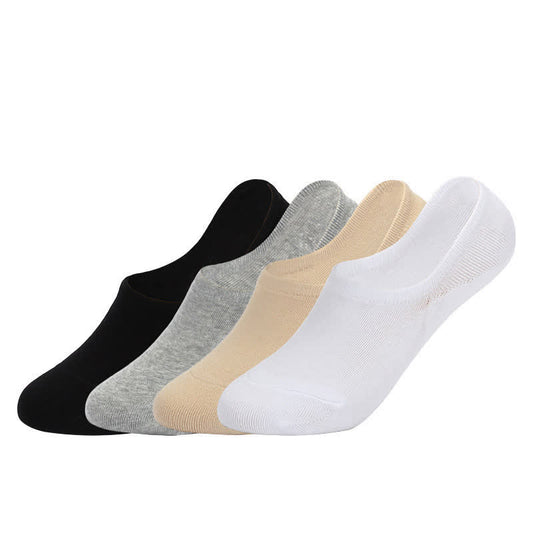 Plusock Plus Size Anti-slip Cotton No Show Socks(4 Pairs)
