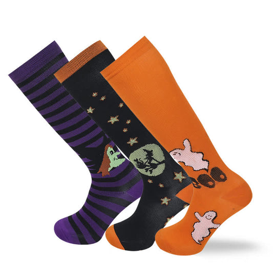 Plusock  Halloween Holiday Soft Cotton Compression Socks(3 Pairs)