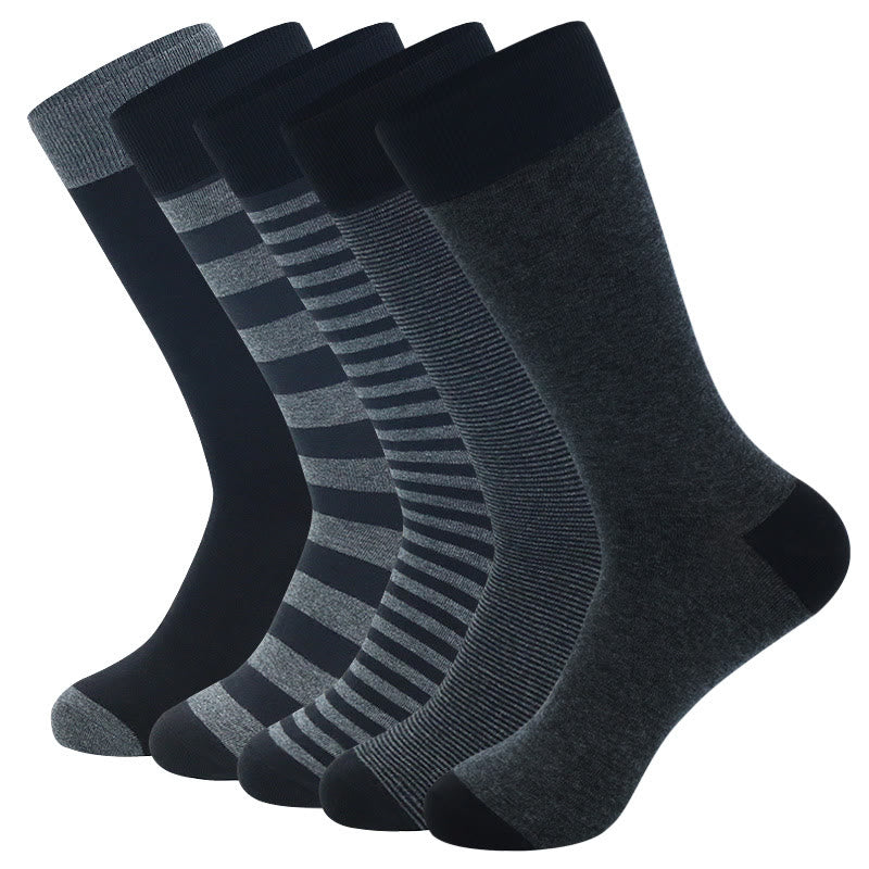 Plus Size Grey Striped Crew Socks(5 Pairs)