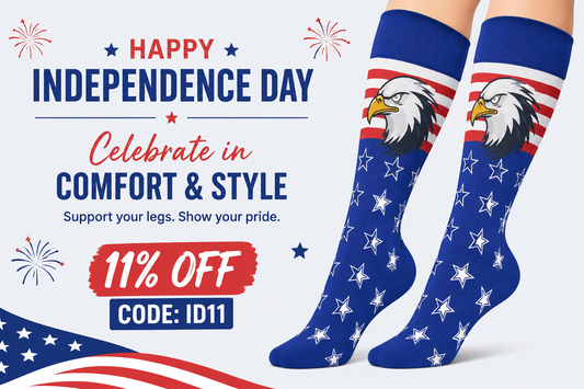 Celebrate Independence Day in Comfort: Red, White & Blue Compression Socks