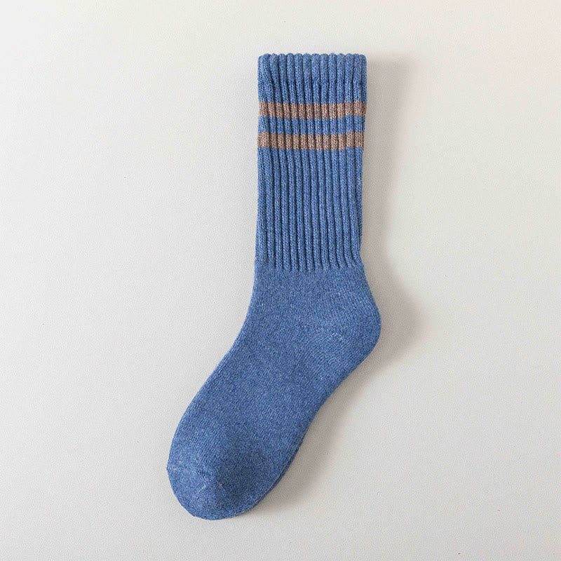 Plusock Striped Warm Wool Quarter Socks(5 Pairs) - Light Blue - EU36-44(US3-10) - image 6