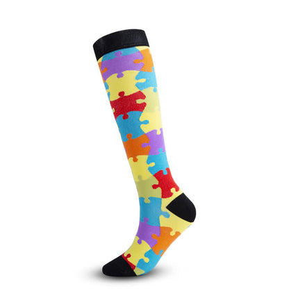 Plusock Colorful Puzzle Compression Socks(4 Pairs) - image 5