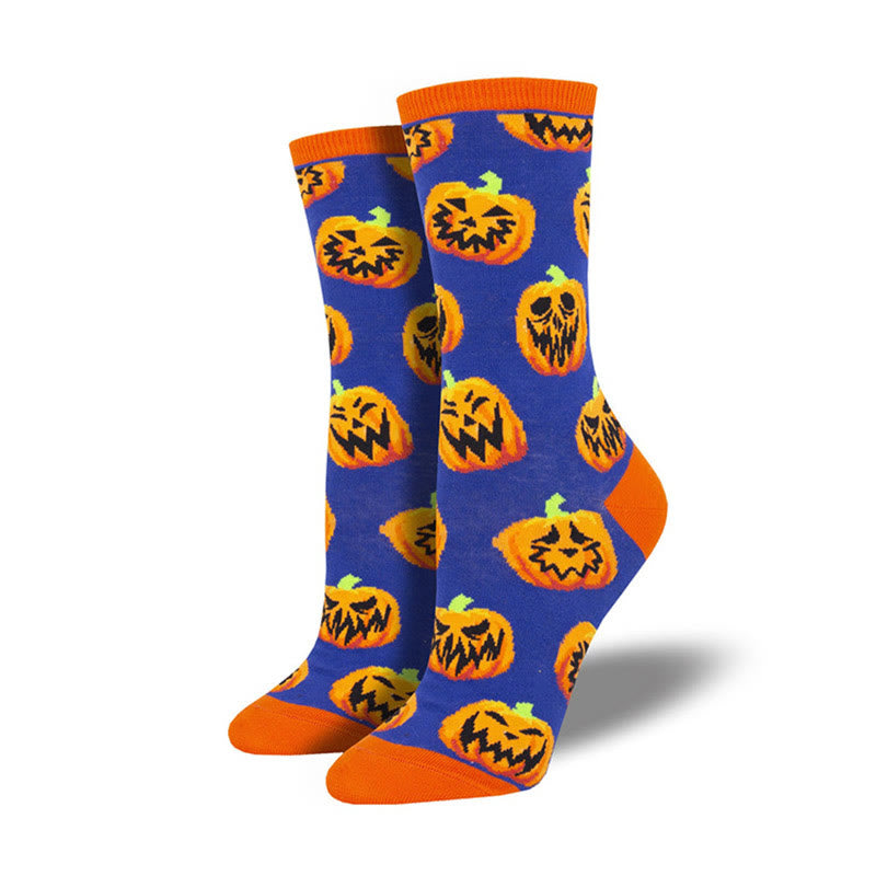 Plus Size Creative Halloween Pattern Crew Socks(4 Pairs)