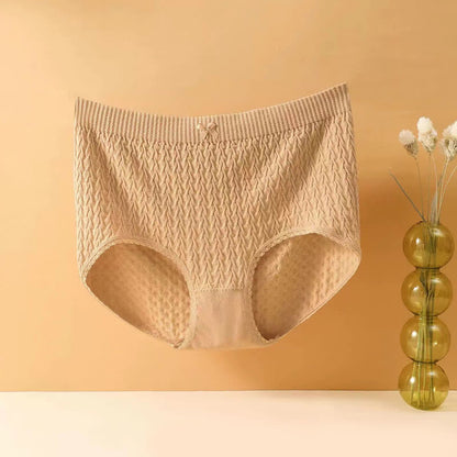 Plusock Plus Size High-Waisted Bow Tie Panty(5 Pairs) - Camel - 4XL - image 12