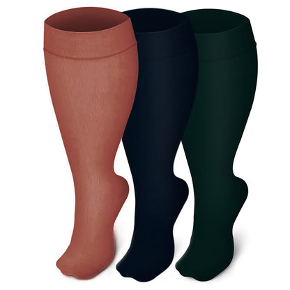 Plusock Plus Size Wide Calf Compression Socks(3 Pairs) - Multicolor - 4XL - image 1