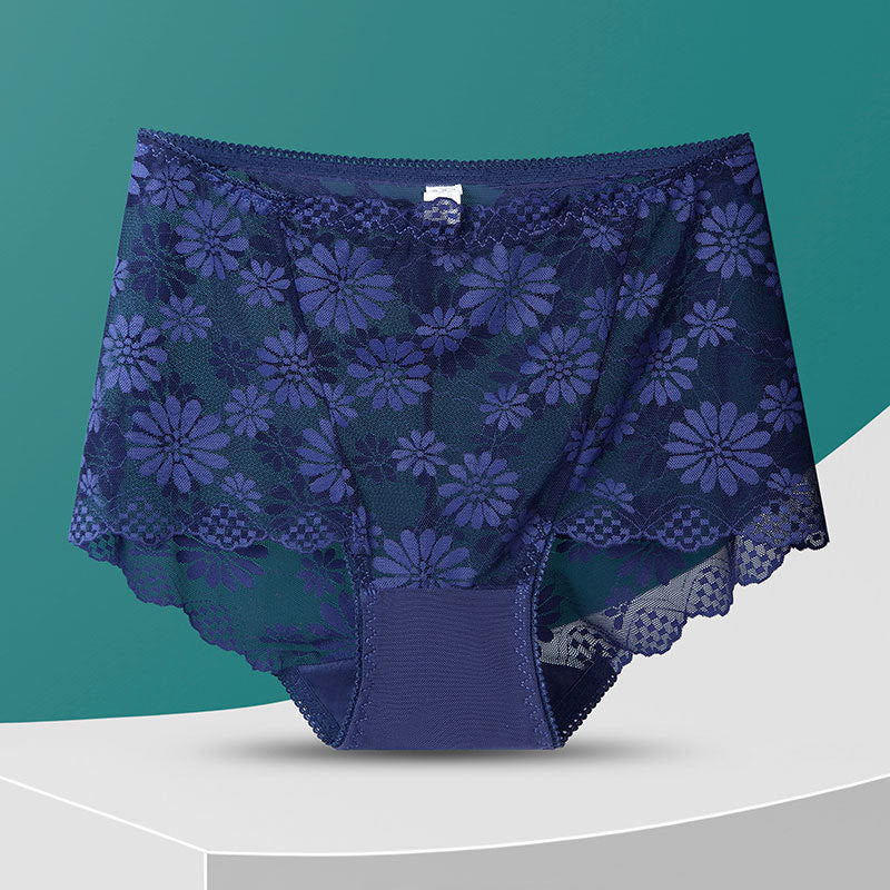 Plus Size High-Waisted Floral Lace Panty(5 Pairs)