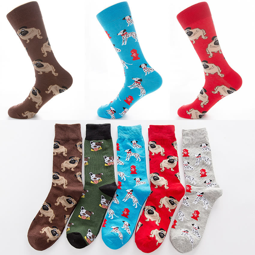 Plusock Plus Size Dalmatian Series Quarter Socks(5 Pairs)