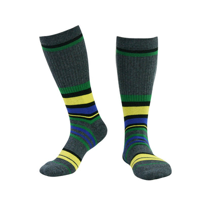Plusock Dark Green Stripes Knee High Cushioned Socks - XL - Green - image 0