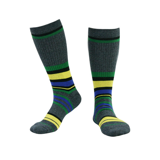 Plusock Dark Green Stripes Knee High Cushioned Socks - XL - Green - image 0
