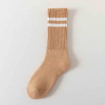 Plusock Striped Warm Wool Quarter Socks(5 Pairs) - Khaki - EU36-44(US3-10) - image 13