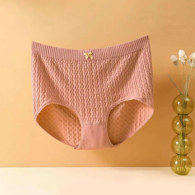 Plusock Plus Size High-Waisted Bow Tie Panty(5 Pairs) - Red - 4XL - image 15