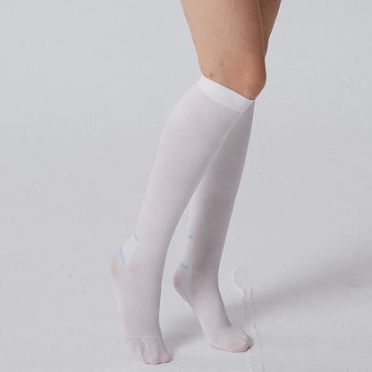 Plus Size White Open Toe Compression Socks