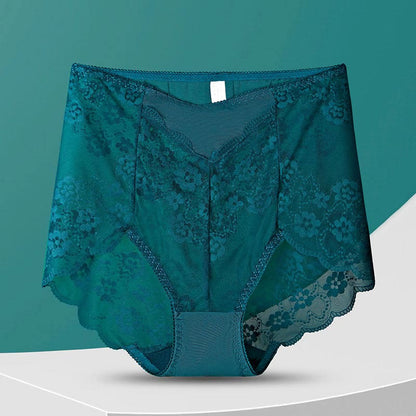 Plusock High-Waisted Floral Panty(5 Pairs) - Dark Green - 3XL - image 7