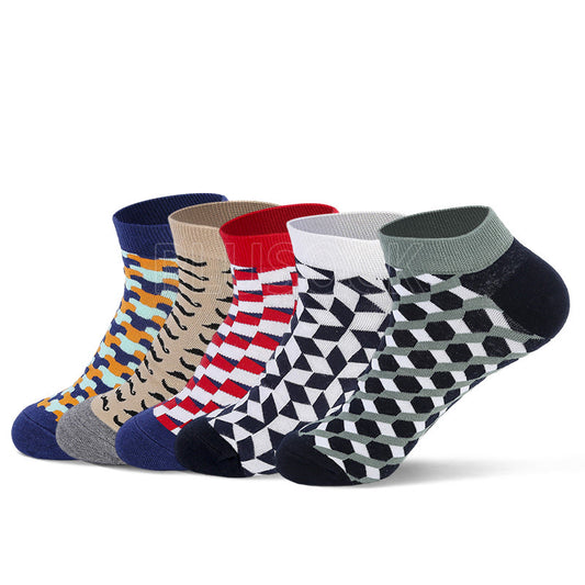 Plusock Irregular Patterns Ankle Socks(5 Pairs) - 40-46 - Multicolor - image 0