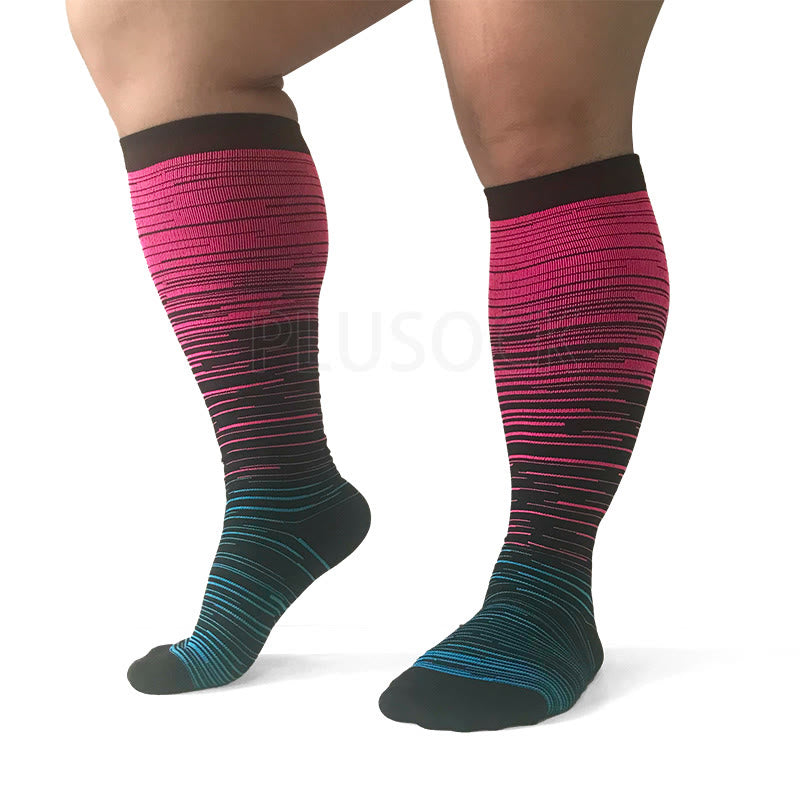 Plusock Colorful Cool Lines Plus Size Compression Socks 2XL-7XL(3 Pairs) - image 9