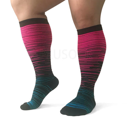 Plusock Colorful Cool Lines Plus Size Compression Socks 2XL-7XL(3 Pairs) - image 9