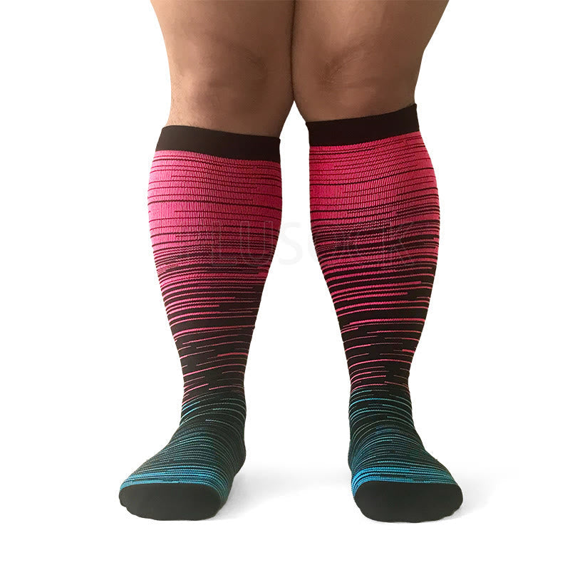 Plusock Colorful Cool Lines Plus Size Compression Socks 2XL-7XL(3 Pairs) - image 11