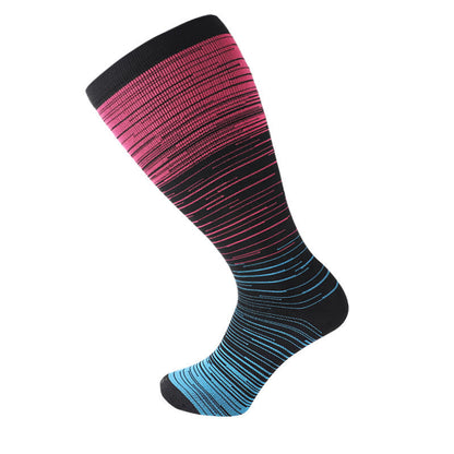 Plusock Colorful Cool Lines Plus Size Compression Socks 2XL-7XL(3 Pairs) - Rose - 7XL - image 18