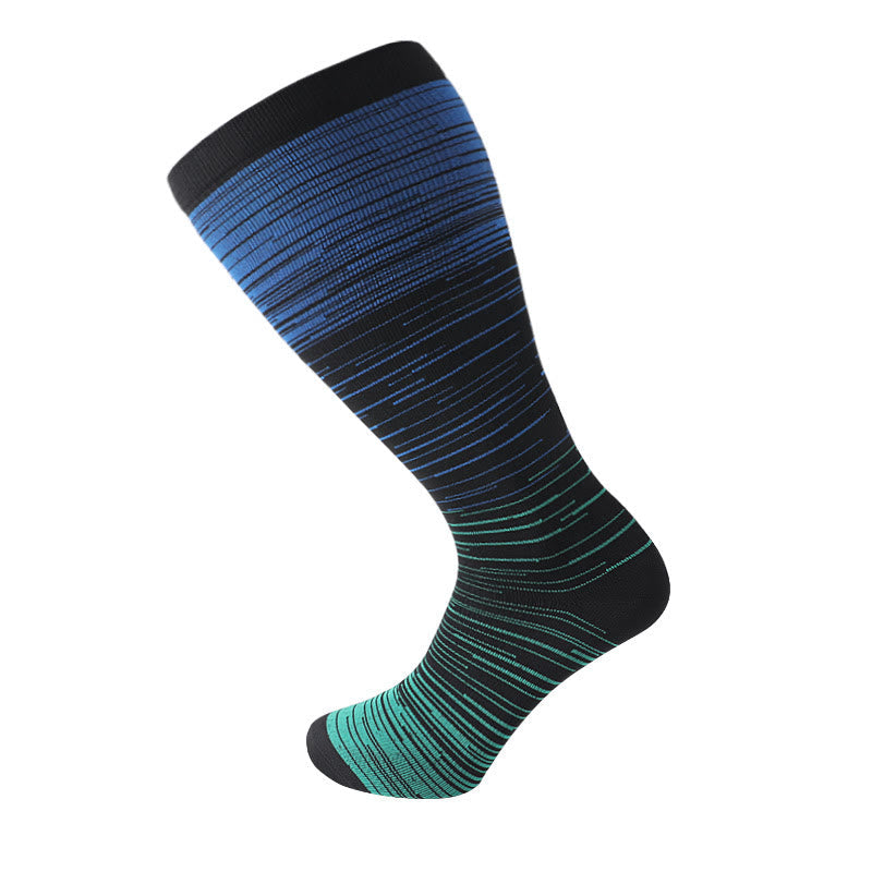 Plusock Colorful Cool Lines Plus Size Compression Socks 2XL-7XL(3 Pairs) - Blue - 7XL - image 17