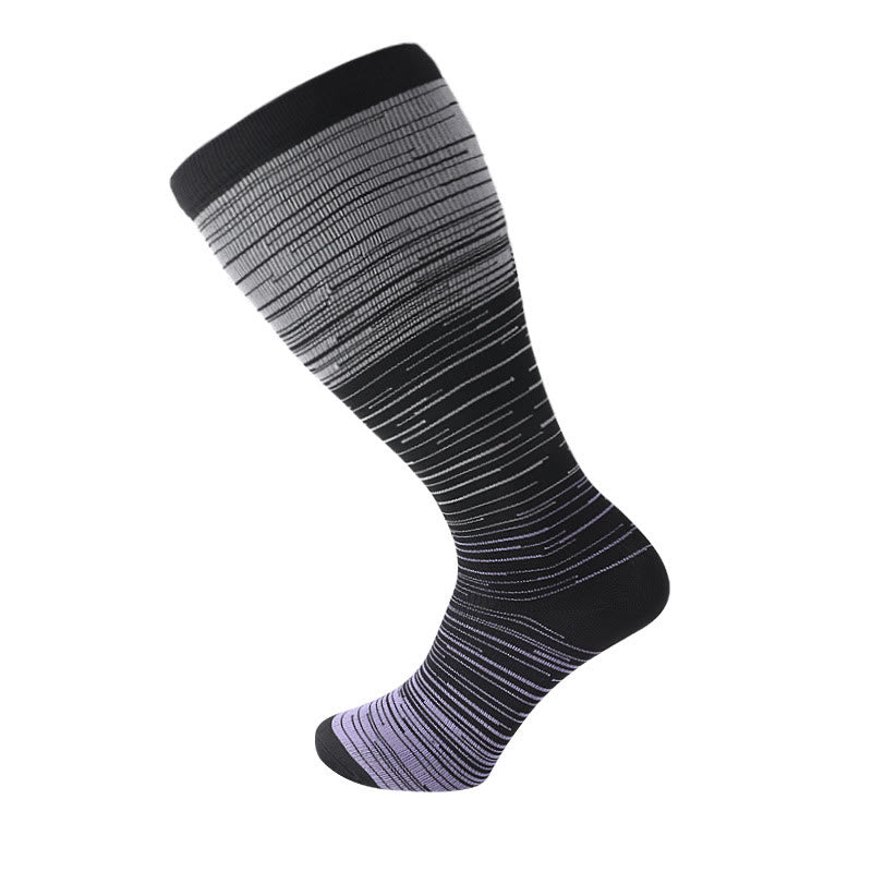 Plusock Colorful Cool Lines Plus Size Compression Socks 2XL-7XL(3 Pairs) - Purple - 7XL - image 19