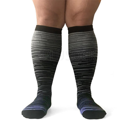Plusock Colorful Cool Lines Plus Size Compression Socks 2XL-7XL(3 Pairs) - image 14