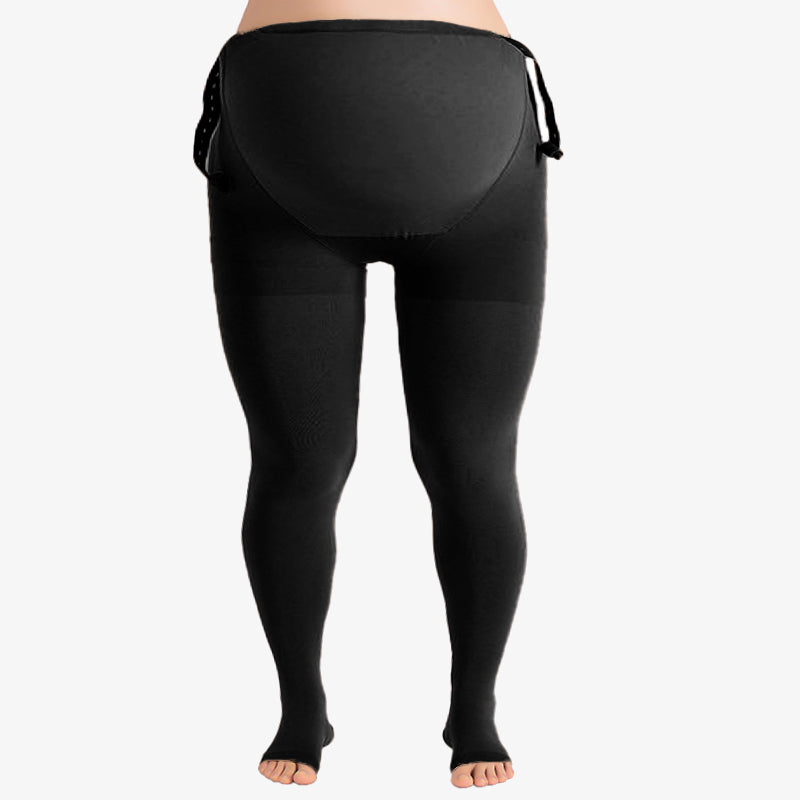 Plus Size Medical Footless Pregnancy Compression Tights(15-20mmhg) - Black - 2XL - image 0