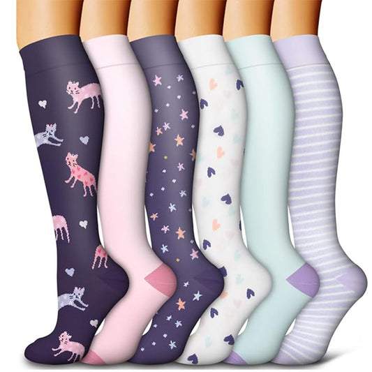 Plusock Cute Star Pattern Compression Socks(6 Pairs) - image 0