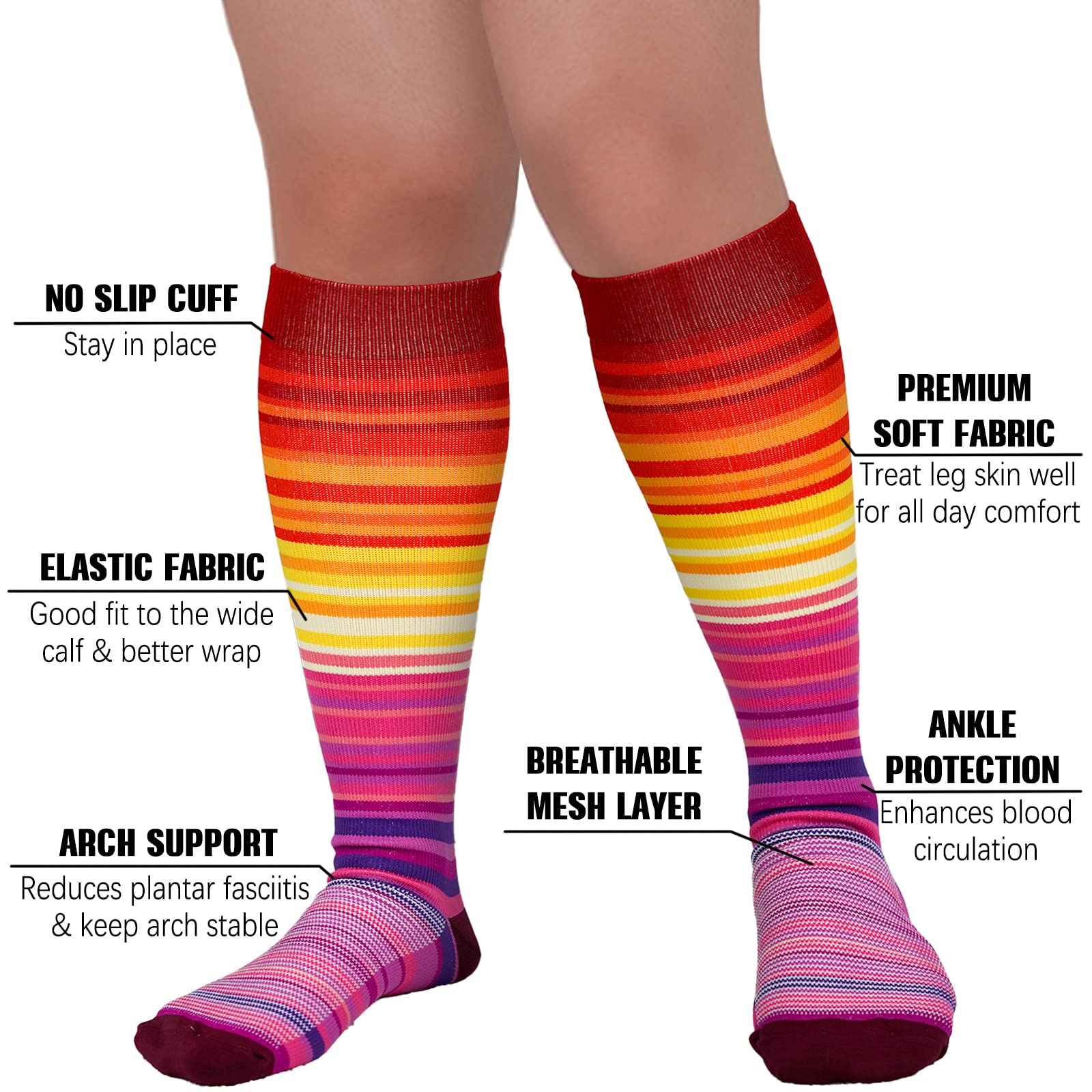 Plusock Plus Size Fashion Design Compression Socks(3 Pairs) - image 4