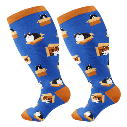 Plusock Plus Size Cute Dog Cat Compression Socks - Cat - 4XL - image 5