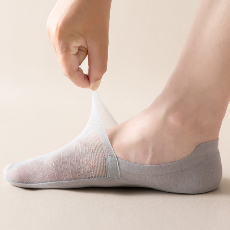 Plusock Ice Silk No Show Socks(5 Pairs) - Light Gray - EU38-43(US5-9) - image 1
