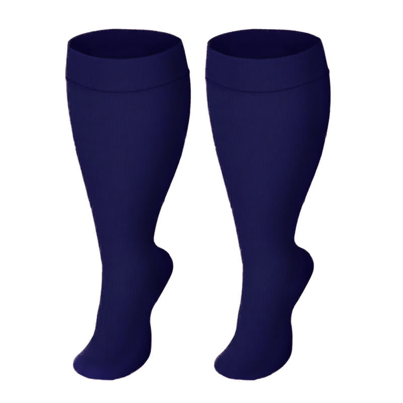 Plus Size Solid Color Wide Calf Compression Socks(3 Pairs)