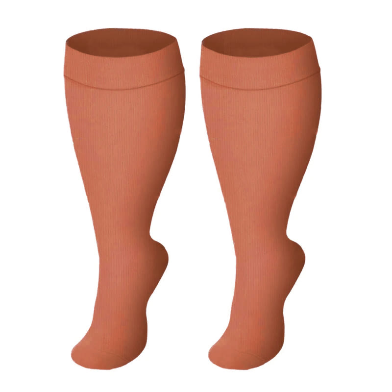 Plus Size Solid Color Wide Calf Compression Socks(3 Pairs)