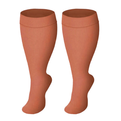 Plus Size Solid Color Wide Calf Compression Socks(3 Pairs)