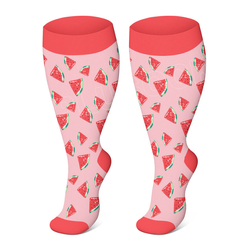 Plus Size Fruit Pattern Compression Socks