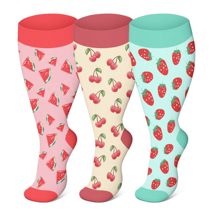 Plus Size Fruit Pattern Compression Socks