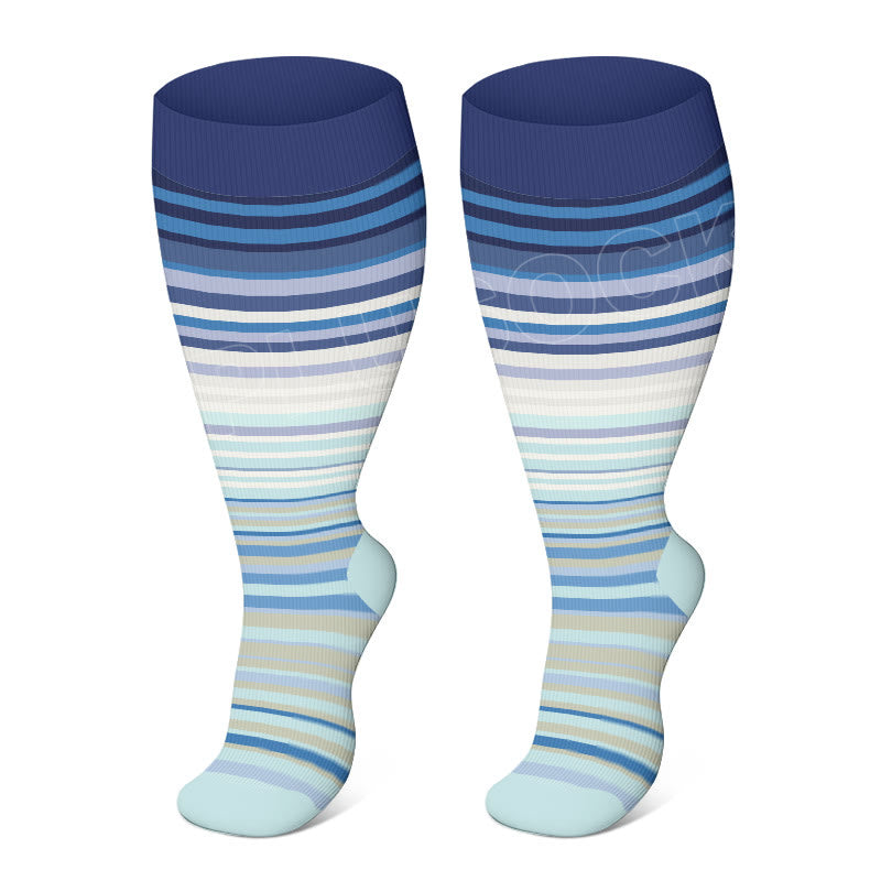 Plusock Plus Size Fashion Design Compression Socks(3 Pairs) - Light Blue - 4XL - image 10