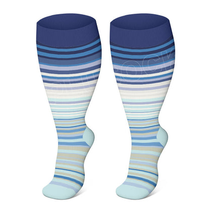 Plusock Plus Size Fashion Design Compression Socks(3 Pairs) - Light Blue - 4XL - image 10