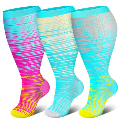 Plusock Plus Size Bright Stripe Compression Socks 2XL-7XL(3 Pairs) - image 6