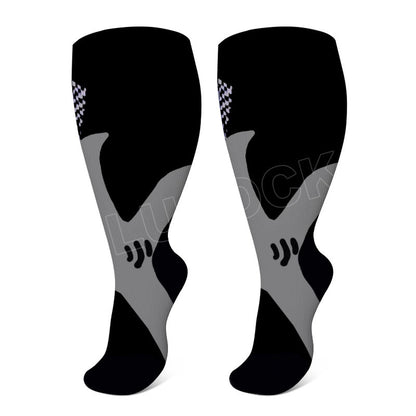 Plusock Plus Size Wide Calf Sports Compression Socks 2XL-7XL(3 Pairs) - Black - 7XL - image 3