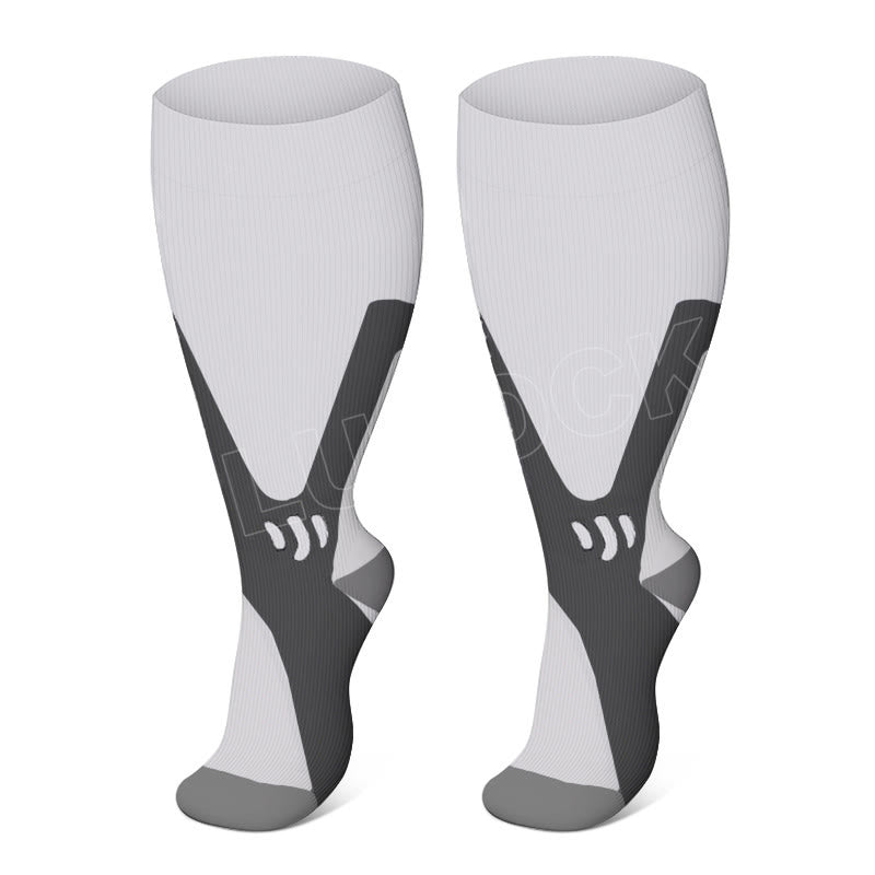 Plusock Plus Size Wide Calf Sports Compression Socks 2XL-7XL(3 Pairs) - White - 7XL - image 4