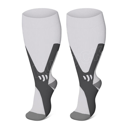 Plusock Plus Size Wide Calf Sports Compression Socks 2XL-7XL(3 Pairs) - White - 7XL - image 4