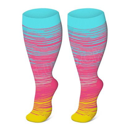 Plusock Plus Size Bright Stripe Compression Socks 2XL-7XL(3 Pairs) - image 8