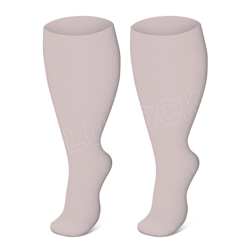 Plusock Plus Size Brown Series Compression Socks - Light Pink - 4XL - image 5