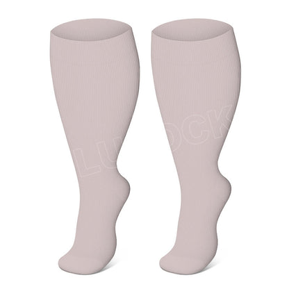 Plusock Plus Size Brown Series Compression Socks - Light Pink - 4XL - image 5