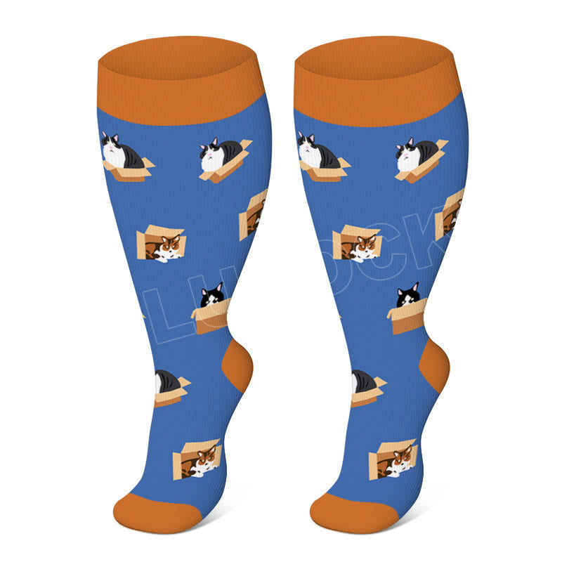 Plusock Plus Size Cute Dog Cat Compression Socks - image 1