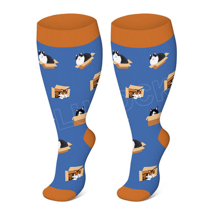 Plusock Plus Size Cute Dog Cat Compression Socks - image 1